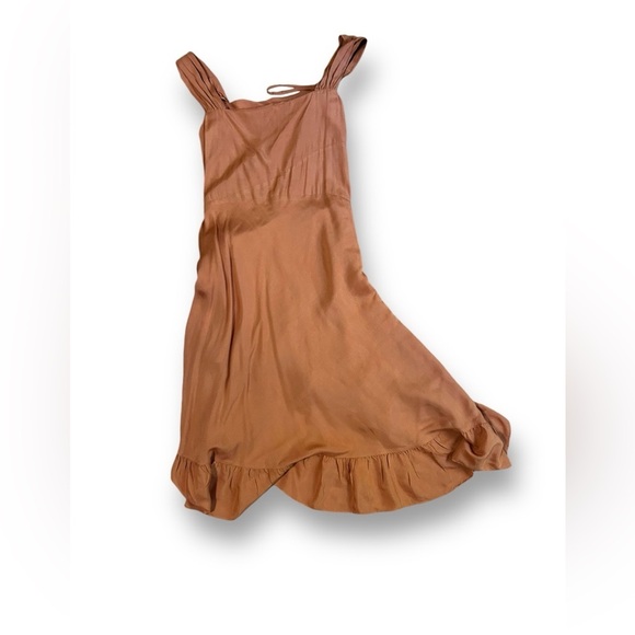 MAJE Routila Wrap Effect Cold Shoulder Midi Dress in Terracotta Size 1 (Small) - Picture 8 of 13